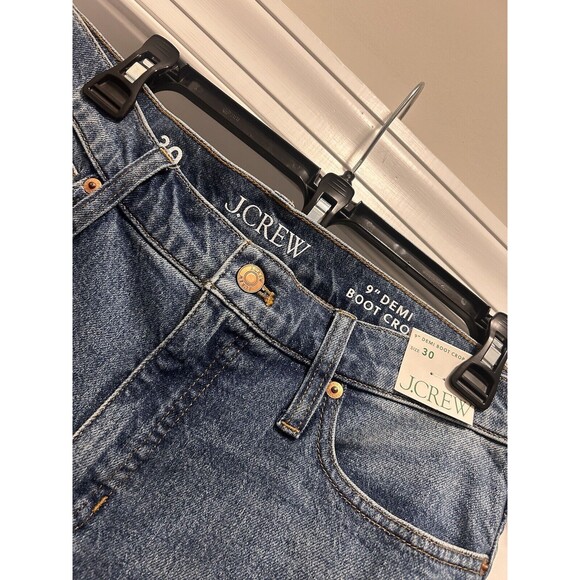New J. Crew Demi Boot Crop Denim Jeans Women’s Size 30 Whiskered Medium Wash - Picture 3 of 8